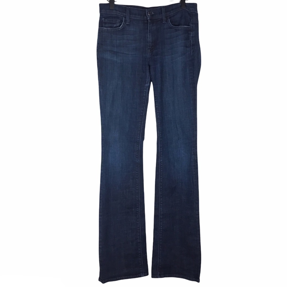 7 FOR ALL MANKIND Jeans Mid Rise Bootcut Dark Wash Stretch Denim Long Size 28